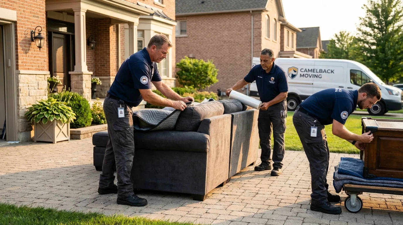 Large estate moving crew wrapping furniture in Rockaway Beach, OR