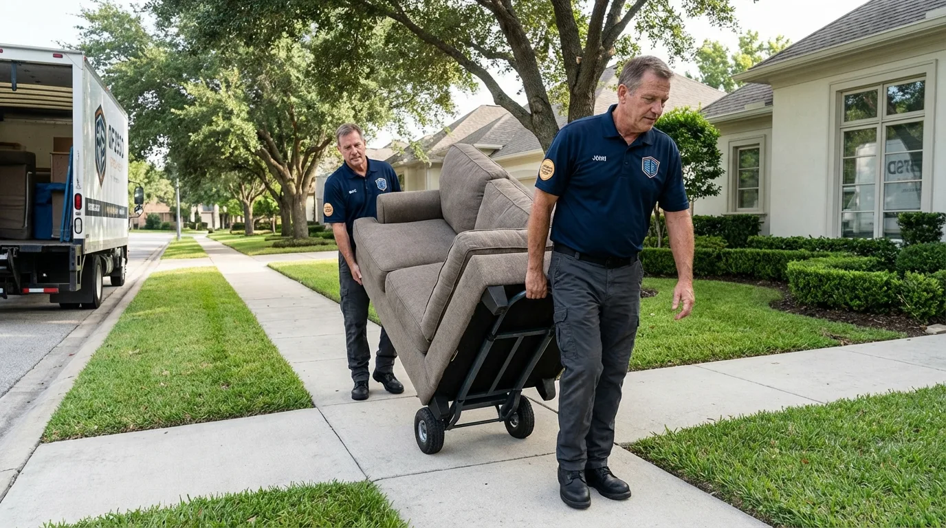 Local residential moving crew loading furniture in Rockaway Beach, OR